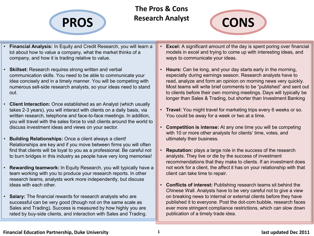 investment banker pros and cons