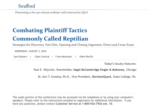Combating Plaintiff Tactics Commonly Called Reptilian