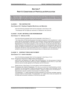 SECTION 7 PART II: CONDITIONS OF PARTICULAR APPLICATION