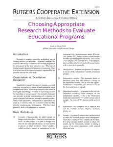 Choosing Appropriate Research Methods to Evaluate Educational