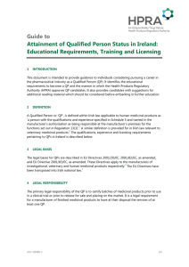 Guide to Attainment of Qualified Person Status in Ireland
