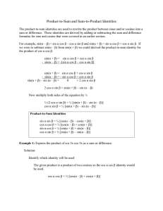Product-to-Sum and Sum-to