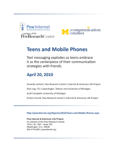 Teens and Mobile Phones | Pew Internet and American Life Project