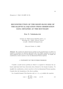 Reconstruction of the right-hand side of the elliptical equation from