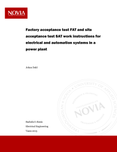 Factory acceptance test FAT and site acceptance test SAT