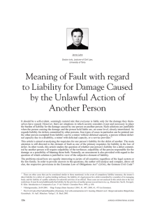 Meaning of Fault with regard to Liability for Damage Caused by the