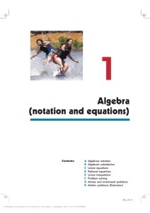 Algebra (notation and equations) Algebra (notation and equations)