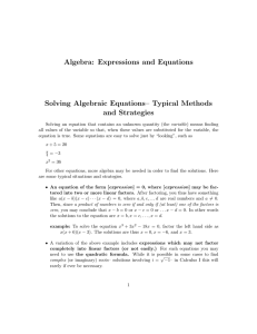 Algebra: Expressions and Equations Solving Algebraic Equations