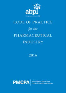 CODE OF PRACTICE for the PHARMACEUTICAL