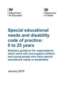 Special educational needs and disability code of practice