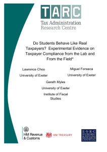 Do Students Behave Like Real Taxpayers? Experimental Evidence