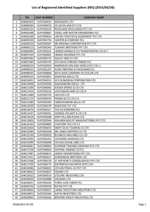 List of Registered Identified Suppliers (RIS) (2015/04/30)