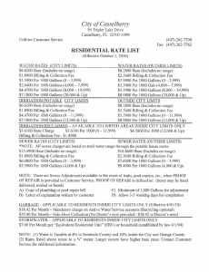 RESIDENTIAL RATE LIST - Effective October 1, 2016