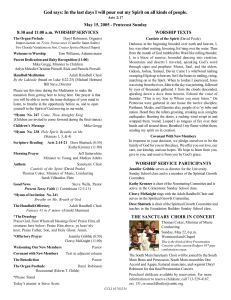 South Main Baptist Church Bulletin for May 8, 2005