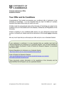 Your Offer and Its Conditions - Graduate Admissions