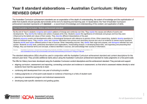 Year 8 standard elaborations - Australian Curriculum: History