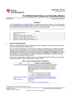 TLV320AIC32x6 Sleep and Standby Modes