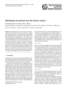 Distribution of neutrons near the Earth`s surface