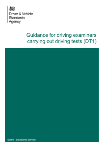 Guidance for driving examiners carrying out driving tests (DT1