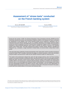 Assessment of “stress tests” conducted on the French banking system