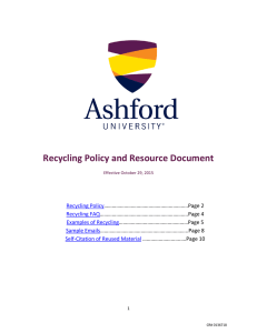 Recycling Policy and Resource Document