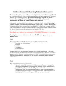 Guidance Document for Recycling Materials in Laboratories