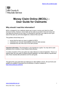 Money claim online guide for claimants