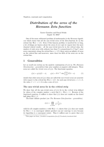 Distribution of the zeros of the Riemann Zeta function