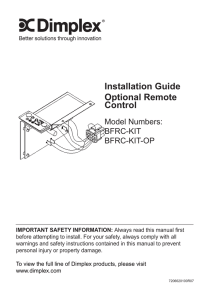 Installation Guide Optional Remote Control