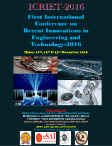 First International Conference on Recent Innovations in Engineering