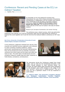Conference: Recent and Pending Cases at the ECJ on Indirect