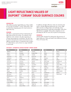 LIGHT REFLECTANCE VALUES OF DUPONT™ CORIAN® SOLID
