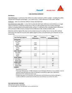 COOL ROOFING SUMMARY Definitions: Solar Reflectance – a