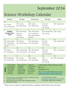 September 2016 Science Workshop Calendar