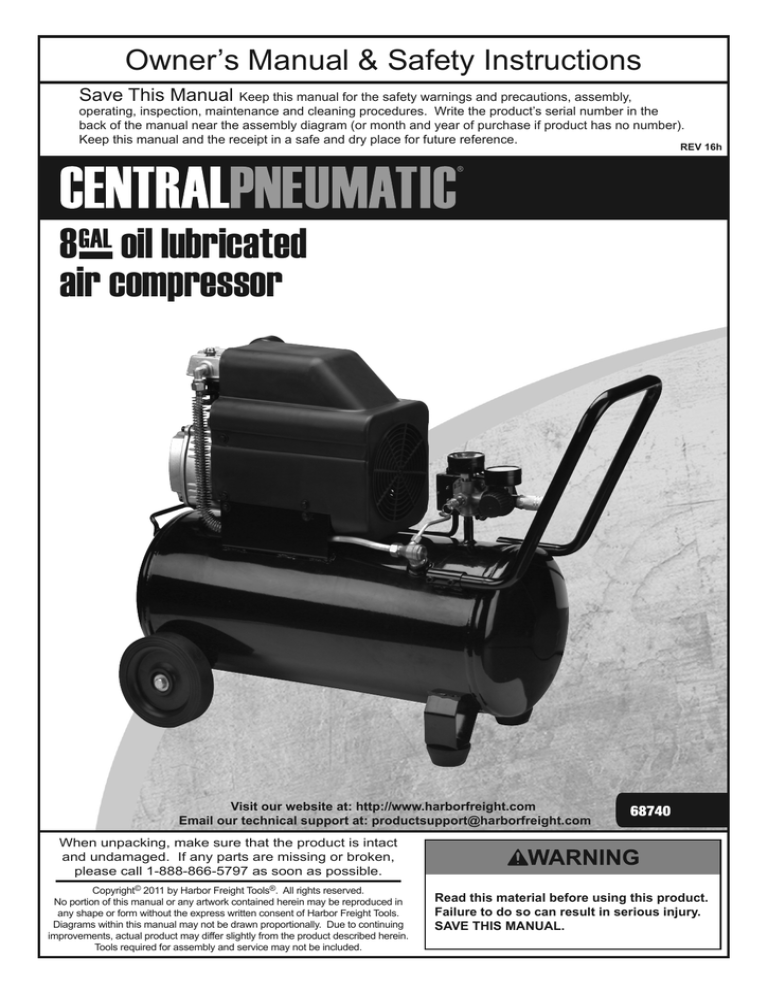 8GAL oil lubricated air compressor