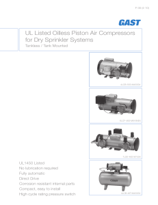 UL Listed Oilless Piston Air Compressors for Dry Sprinkler