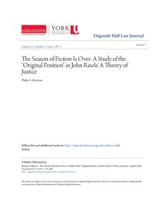 The Season of Fiction Is Over: A Study of the "Original Position" in