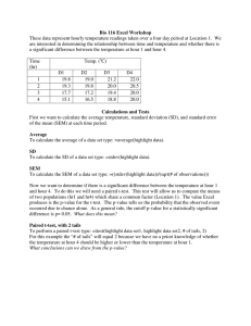 Bio 116 Excel Workshop These data represent