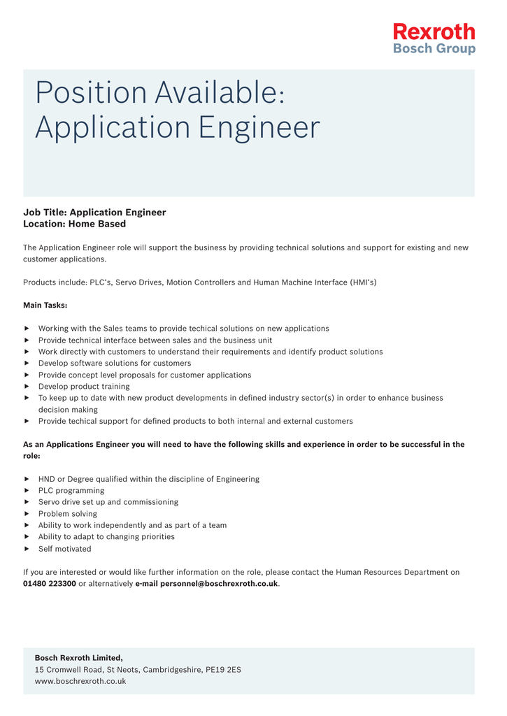 application for engineering job