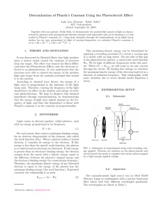 Determination of Planck`s Constant Using the Photoelectric Effect