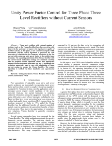 Unity power factor control for three phase three level rectifiers