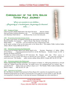 Chronology of the G`ps Golox Totem Pole Journey