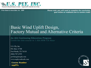Basic Wind Uplift Design, Factory Mutual and Alternative Criteria
