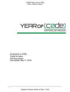 YoCWR Teen: Intro to HTML Toolkit PDF