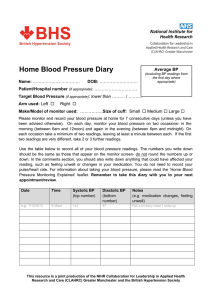 Home Blood Pressure Diary - British Hypertension Society