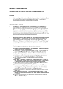 university of bedfordshire student code of conduct and disciplinary