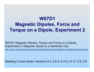 W07D1 Magnetic Dipoles, Force and Torque on a Dipole