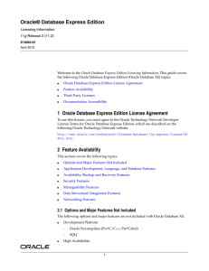 Oracle Database Express Edition Licensing Information