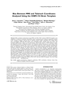 Bias between MNI and Talairach coordinates analyzed using the