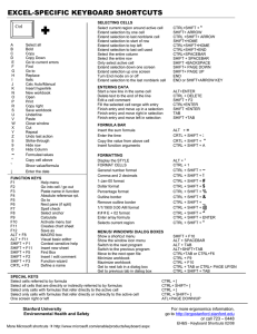 excel-specific keyboard shortcuts